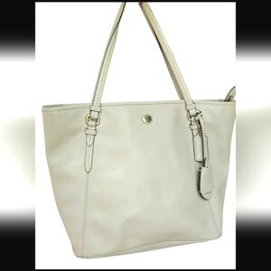 COACH Signature Payton Leather Zip Top Tote In Sand.